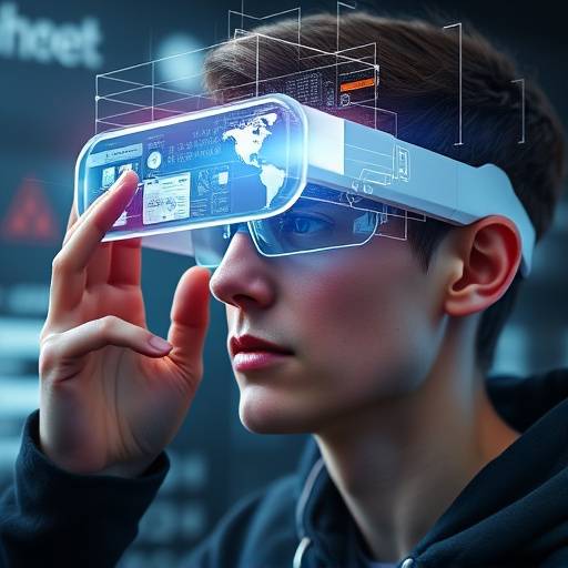 Eine Person, die mit einer Augmented-Reality-Brille interagiert